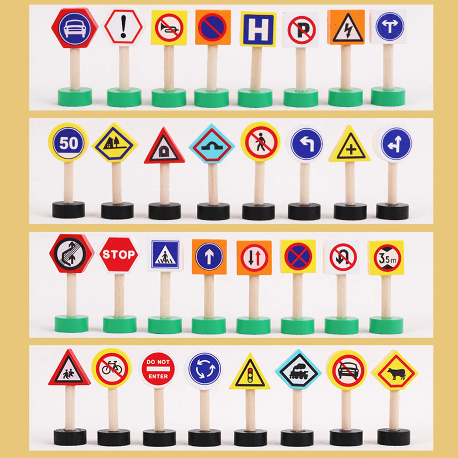 Wooden Traffic Signal Toys for Kids; Safety Awareness and City Scene Education via Building Blocks