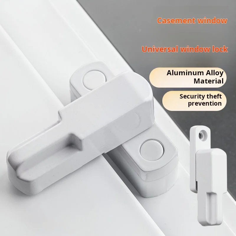 2PCS T-type Lock Plastic Steel Swing Door Window Lock Push-pull Handle Window Anti-theft Lock Buckle Anti-theft Lock Accessories