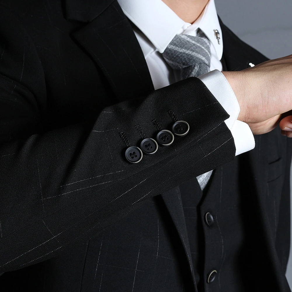 Decent Blazer Vest Pants Men's Set, Daily Business Suit, On Sale Slim Tuxedo, Notched Lapel Charming Groom Wear, Dancing Party
