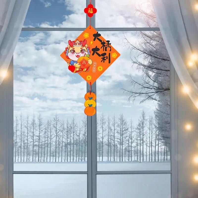 Decoración de Año Nuevo Chino, colgante de impresión de dragón de dibujos animados transparente, amuleto tradicional chino de la buena suerte, 2024