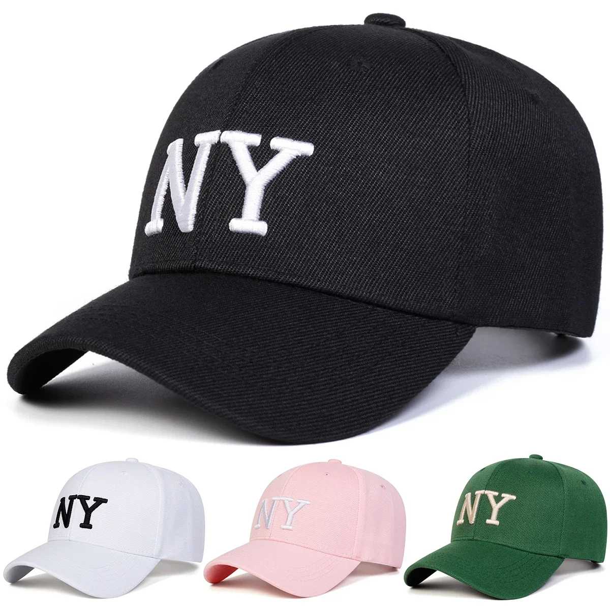 Gorras de Béisbol Unisex con Bordado de Letras NY, Gorras Casuales Ajustables para Primavera y Otoño, Gorra Deportiva con Protección Solar