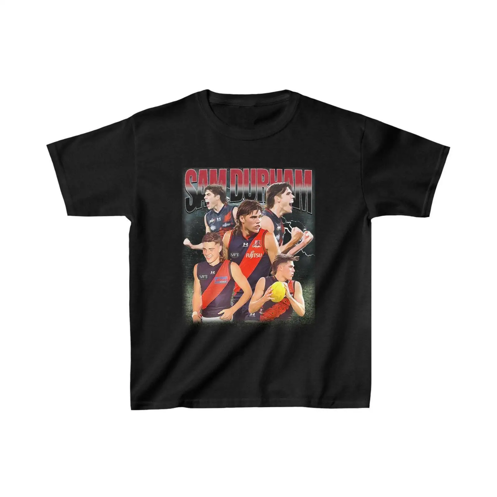 Kids Vintage AFL T-shirt SAM DURHAM Essendon Bomber 90s Inspired t shirt Aus