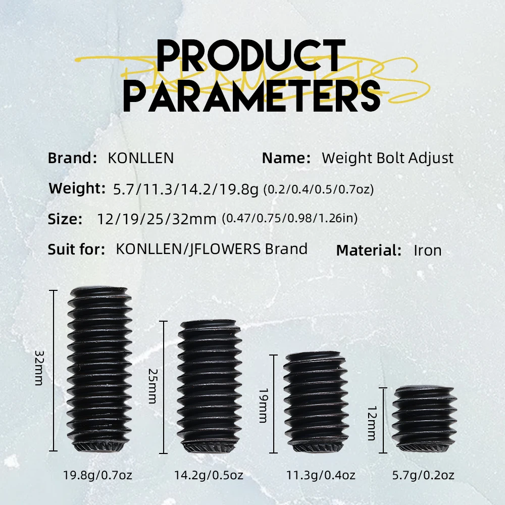 KONLLEN Weight Bolt Adjust 0.2/0.4/0.5/0.7oz 12/19/25/32mm 4 Pieces Set of Weight Bolt Adjustable Billiard Accessories