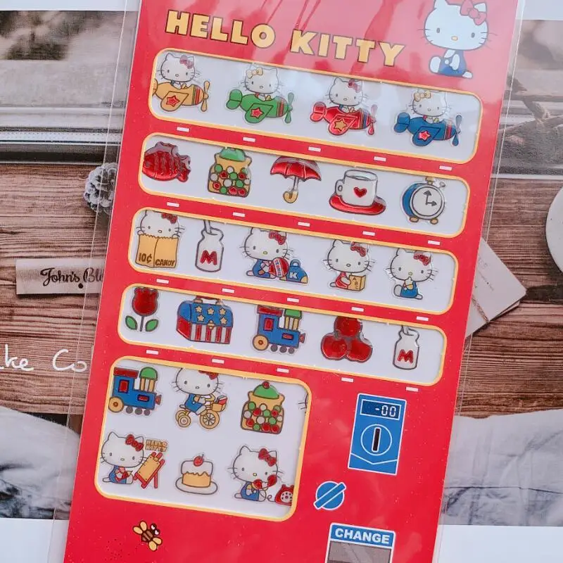 جديد مرحبا كيتي سينامورول آلة بيع سلسلة ملصقات PVC صغيرة ليتل TwinStars يده حساب Guka ملصق لتقوم بها بنفسك لعبة هدية #3