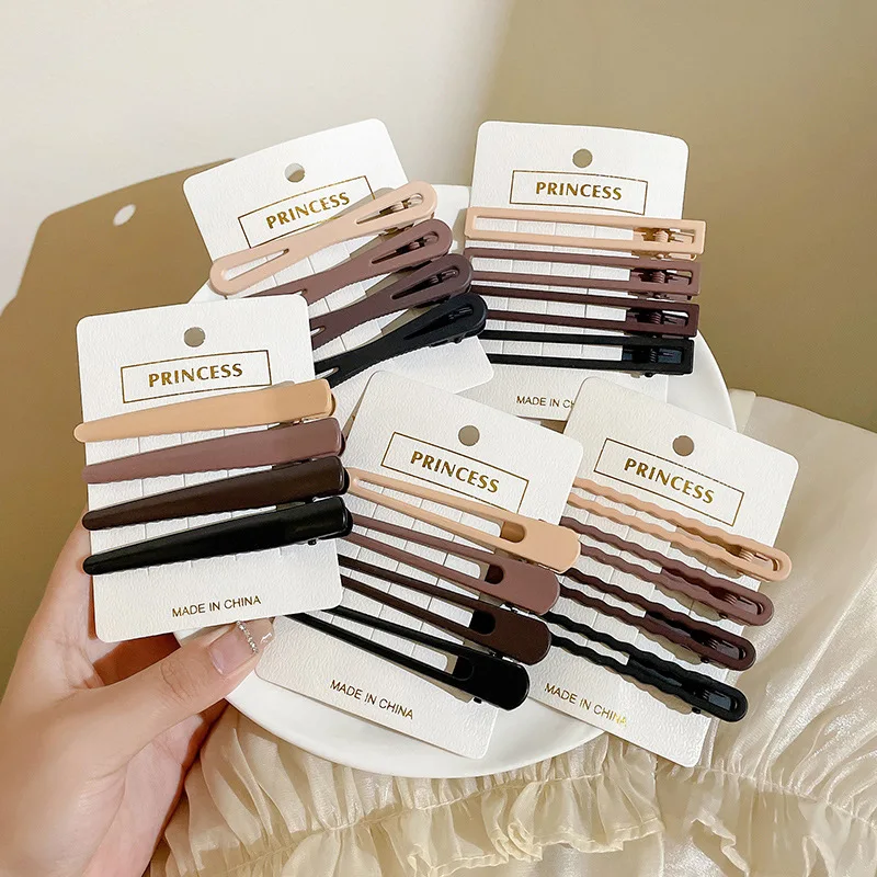 3/4Pcs Neue Frauen Mädchen Vintage Matt Haarnadeln Koreanische Headwear Kaffee Schwarz Haar Clips Legierung Barrettes Fashion Haar zubehör