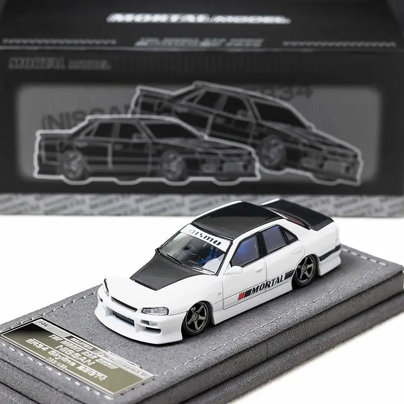 Mortal 1/64 ER34 White Carbon Maleisië Limited Legering Motorvoertuig Speelgoed spuitgieten Metalen Model Collectie Jongen Kerstcadeau