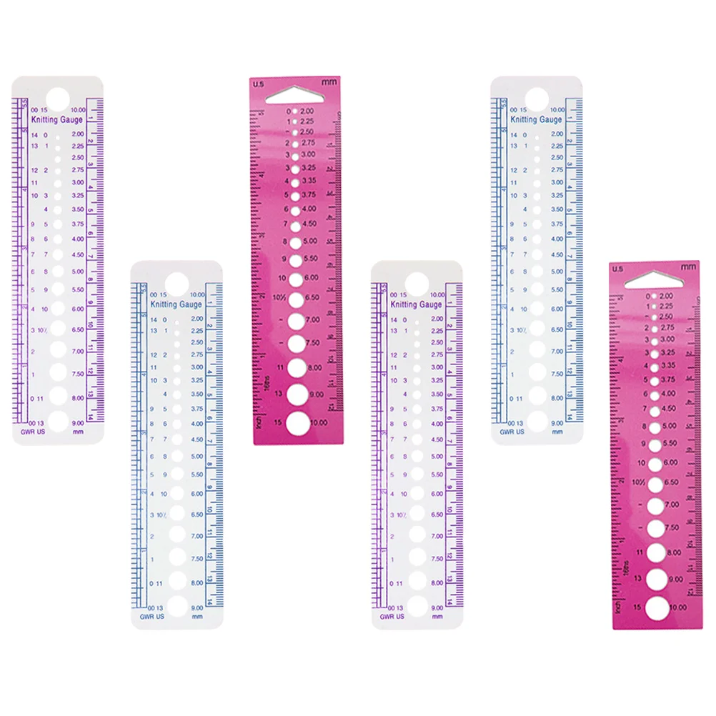 Regla de medición de suéter con bordes redondos, medidor de tejer profesional, herramienta de bordado de plástico portátil, multi para manualidades, 6 uds.