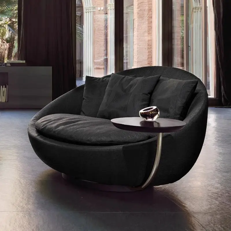 Designer creative arc rotating single chair small apartment living room balcony leisure Internet celebrity eggshell lazy sofa