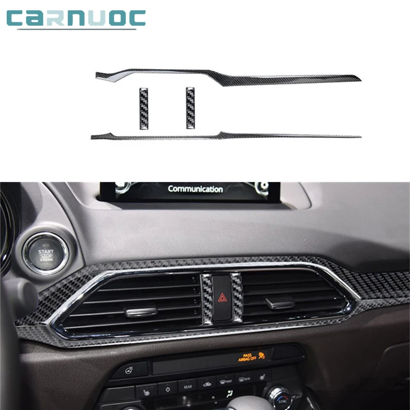 

Car Interior Styling Accessories For Mazda CX-9 2016-2022 Carbon Fiber Central Air Conditioning Vent Stickers Trim Strip