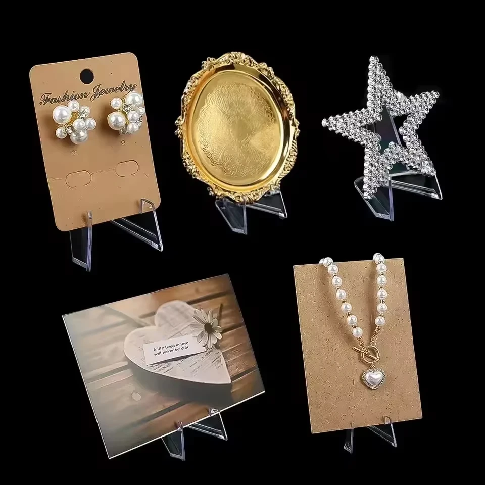 30-1PCS Triangular Card Display Stand Mini Acrylic Idol Photo Picture Holder Stands for Coin Sports Trading Cards Display Racks