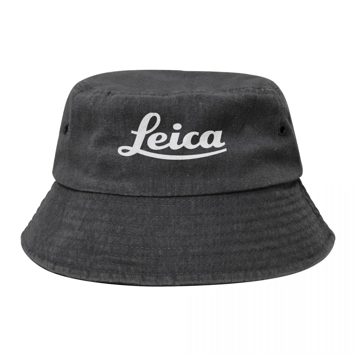 White Leica Bucket Cap Cotton Cowboy Washed Denim Bucket Hats Fisherman Unisex Hop Bob Folding Hip Hats