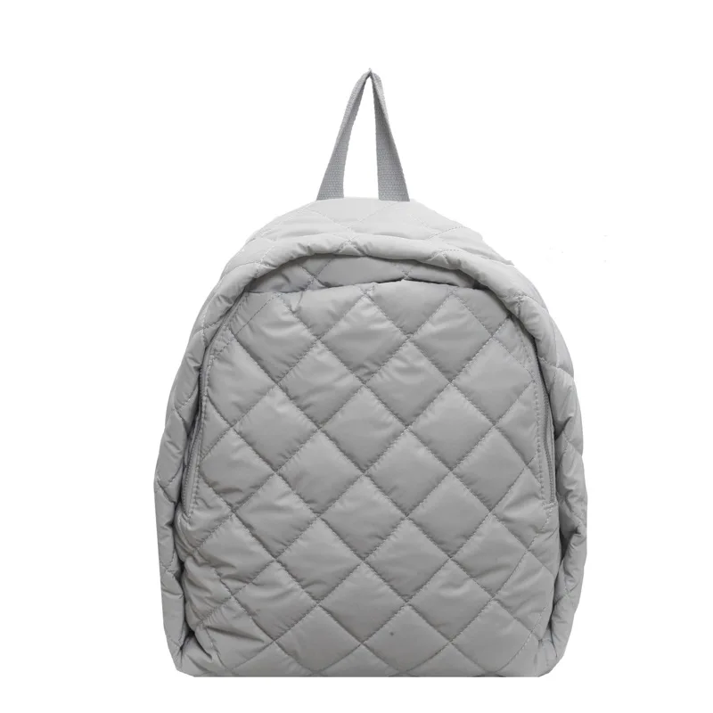 

PU leather2025 Autumn Fashion Rhombus Quilted Backpack Casual Ladies Large Capacity Cotton Filled Ultra Light Backpack