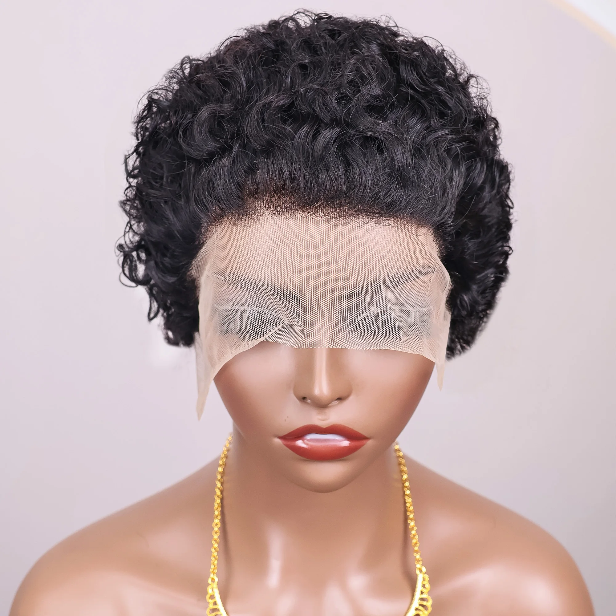 Peluca corta Afro Puff para mujeres negras، pelucas Brasilñas de encaje frontal 13x1، اللون الطبيعي، ريزادو، كورتي بيكسي، كابيل