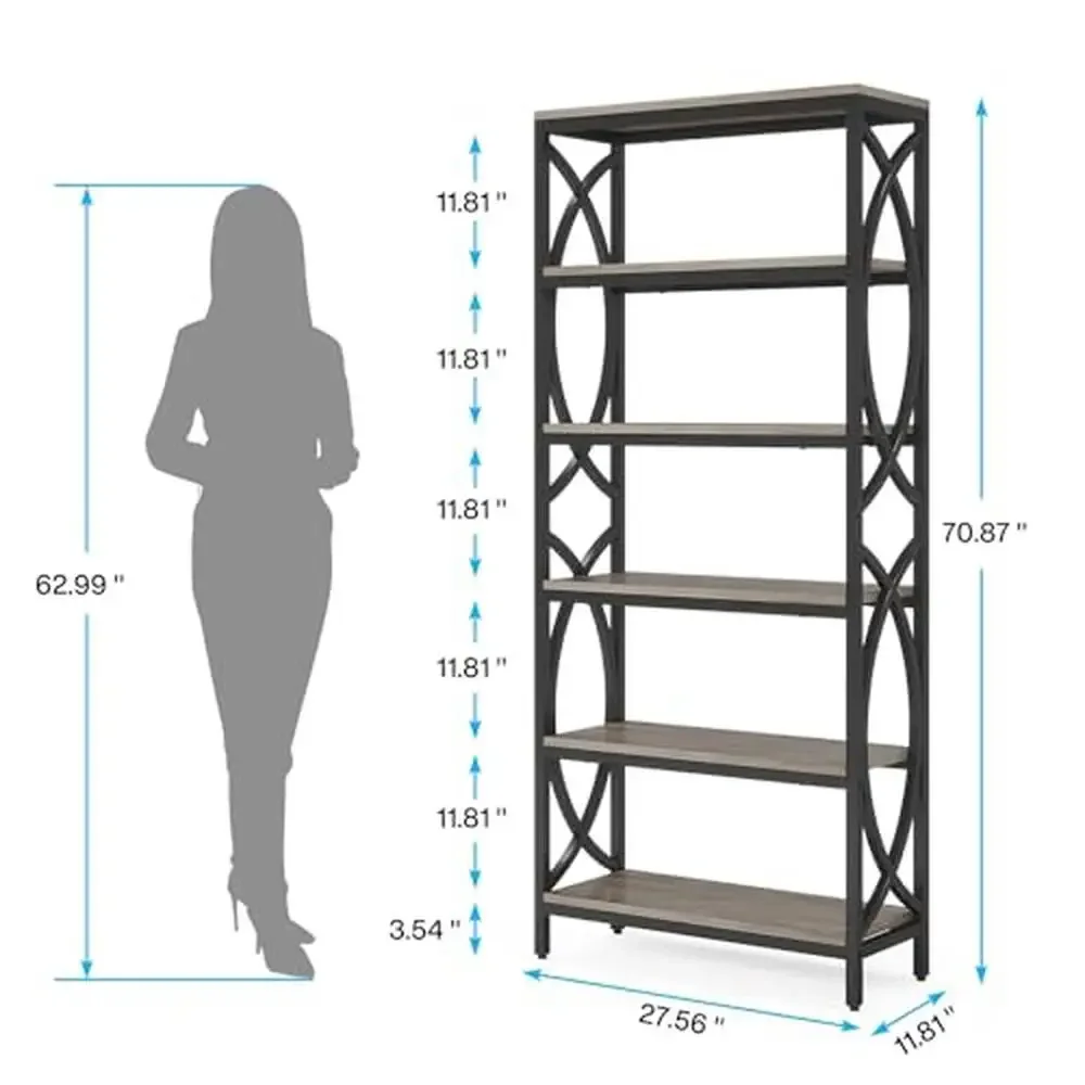 6-Tier Wood Bookshelf Set of 2 70.8