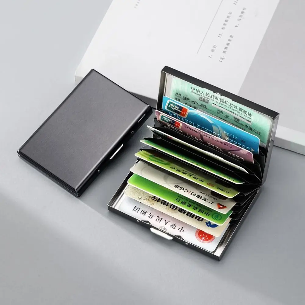 6/10 Slots Stainless Credit Card Holder Men Slim Anti RFID Travel ID Cardholder Debit Box Women Wallet Metal Case Porte Carte