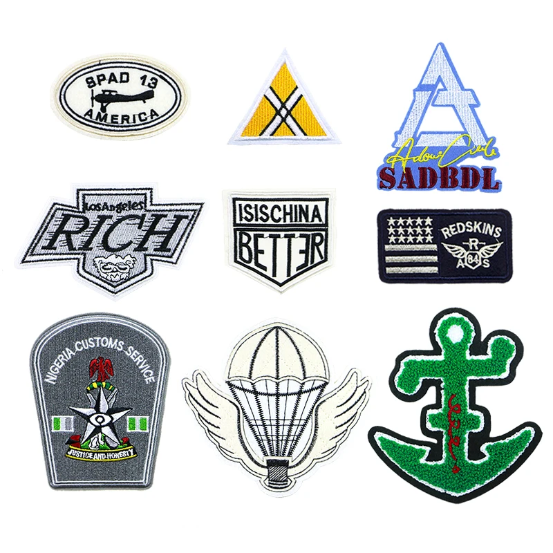 

Hot Air Balloon Star Airplane Anchor Shield Icon Embroidery Applique Patches For Clothing DIY Iron on Badges on the Backpack