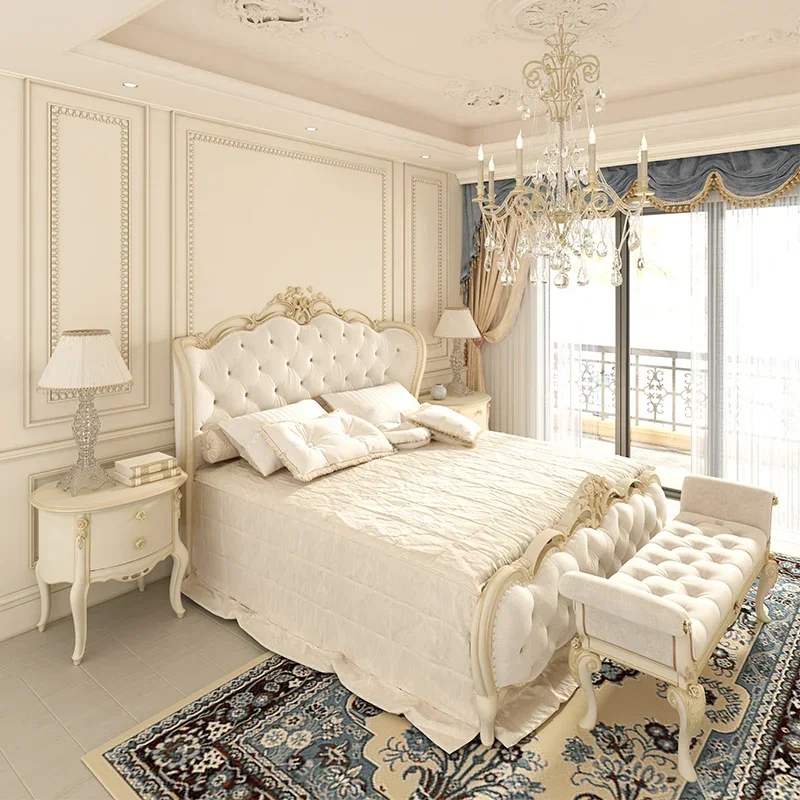 

High End Shelves Royal Bed Frames European Luxury Full Size Modern Bed Frame Wood Safe Sleeping Furniture
