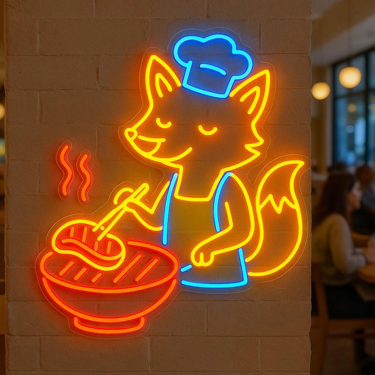 

Animals and Cooking Neon Sign, Themed Establishments Neon Sign, Children's Cafe Neon Decor,Gift Idea for a Chef, Culinary School