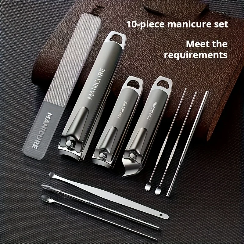 Conjunto de cortador de unhas de aço inoxidável com estojo de armazenamento design moderno lâmina côncava abertura de mandíbula ferramentas de cuidados com as unhas presente de natal