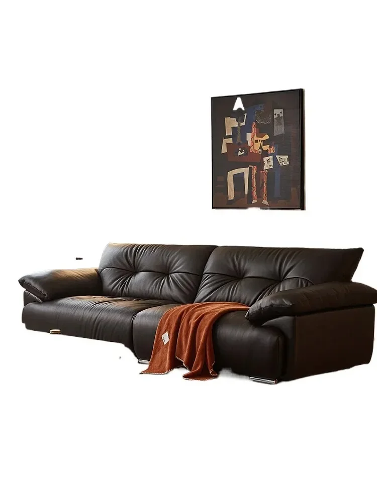 Mu Mo furniture floating cloud sofa lazy wind elephant ears minimalist French retro living room straight row sofa three people