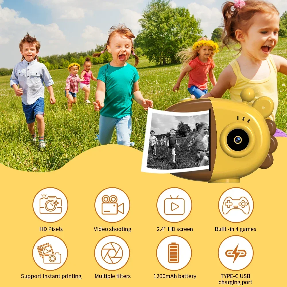 Children\'s Snap Instant Printing Camera Kids Portable Digital Creative Print Cameras for Boys Girls Child Birthday Gift