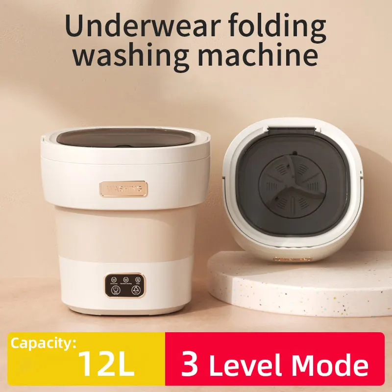 12L Mini Electric Folding Washing Machine,Portable Semi-Automatic Home Underwear Elution Washer,3 Speed Strong Power Cleaning