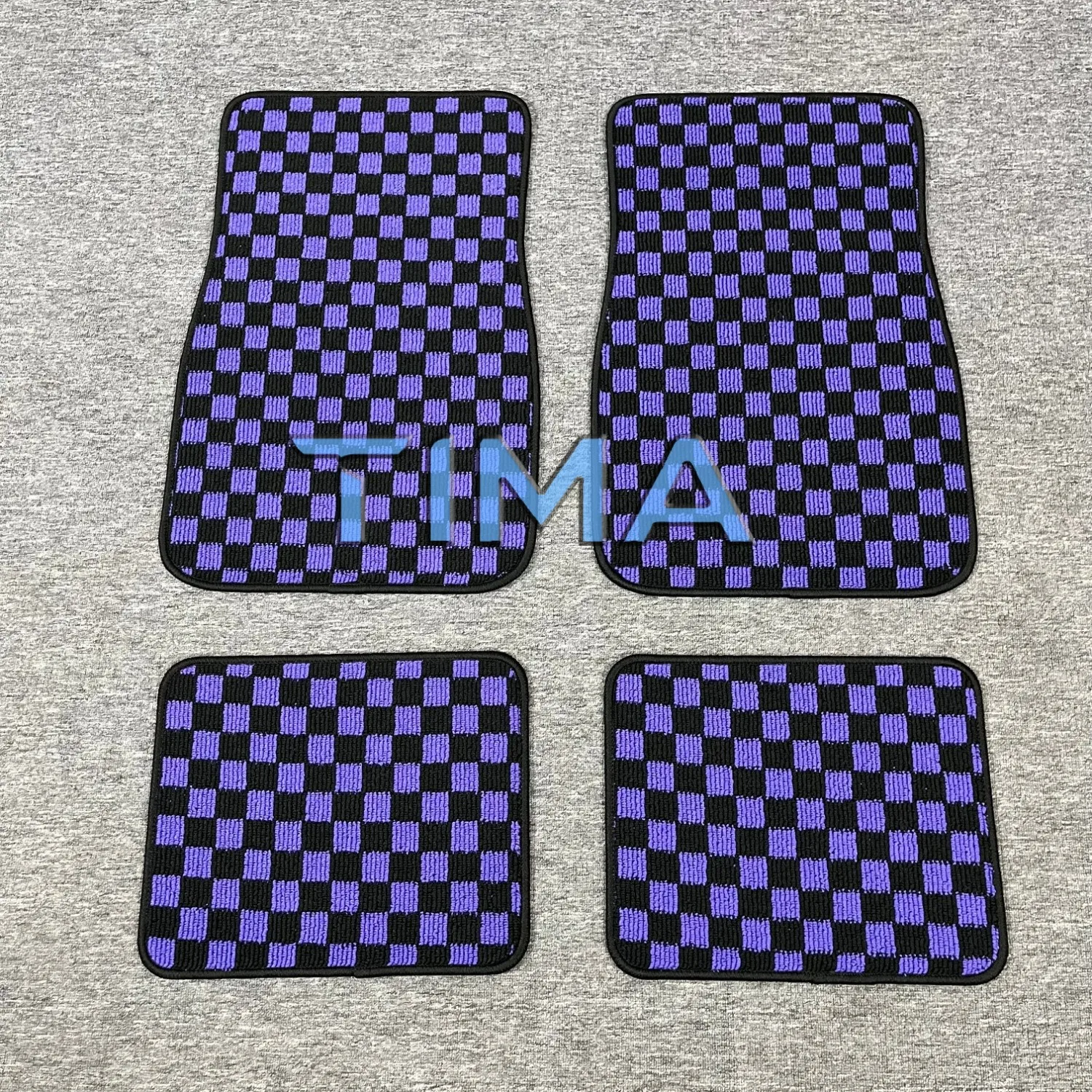 Promotion 4PCS Front-Rear Checkered Flag Carpet Floor Mats Check pattern car mats Universal