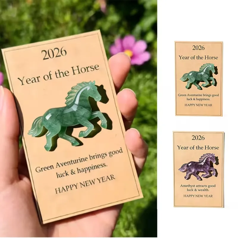

Horse Pocket Hug Card Lucky Crystal Horse Hand-Carved Mini Size Crystal Horse Figurine Mini Statue Decor New Year Gift