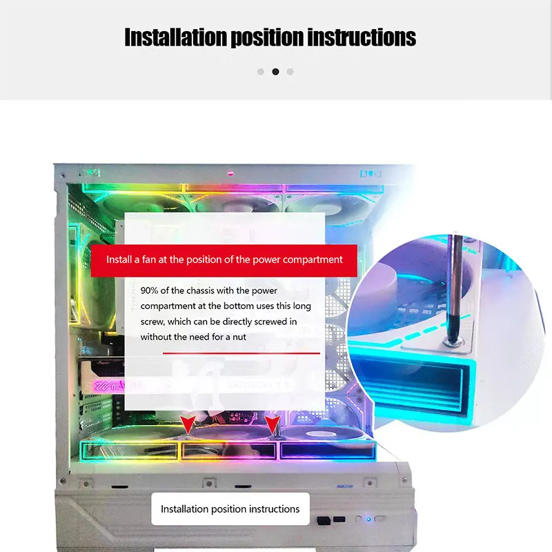 Water Cooled Exhaust Fan with Long Screw, Computer Case Power Position 6 # 32, Blade Extension Fixing Screw Thread 3.4mm