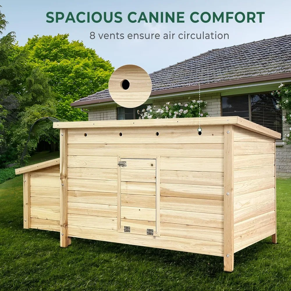 Casita de madera para gallinero con 2 cajas anidadas para pollos, jaula para aves de corral, conejero para patio trasero al aire libre, 57,68 L x 27,56 L x 27,95 H