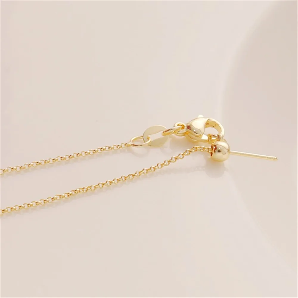 

14K Gold-wrapped Needle Universal Necklace, Roller O Chain, Thin Chain Adjustment, Telescopic Bracelet, DIY Beaded Chain