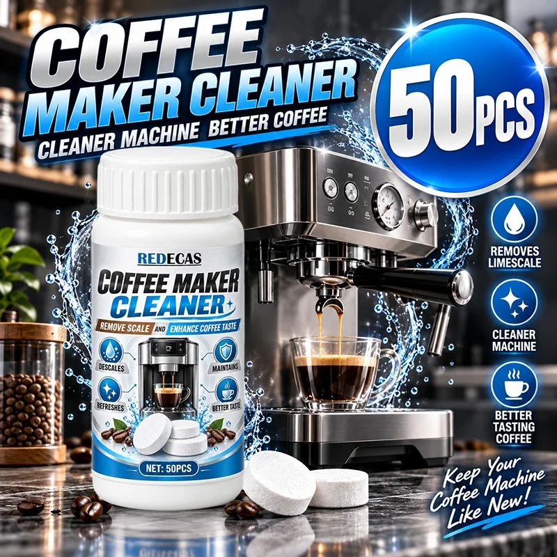 50-Pack Coffee Maker Cleaner Tablets — Clears Coffee Oil & Stains; Deodorizes; Restores Flavor; Extends Machine Life, All Makers
