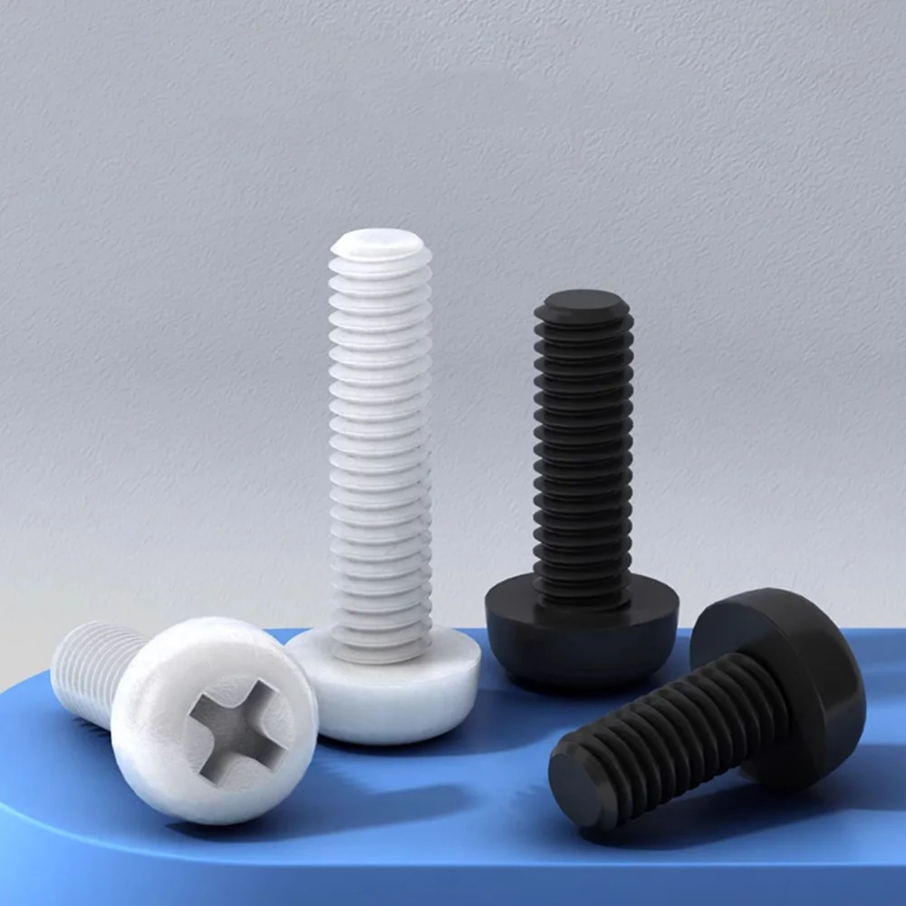 20–100 Stück Nylon-Kreuzschlitz-Halbrundkopfschraube M2 M2,5 M3 M4 M5 M6 M8 schwarz/weiße Kunststoffschrauben und Bolzen Länge 4–60 mm ﻿
