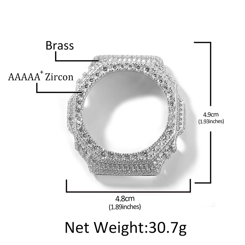 Hip Hop 5A+ CZ Stone Paved Bling Iced Out Watch Cases for Men Jewelry Suitable for GA-2100 Watch image 2