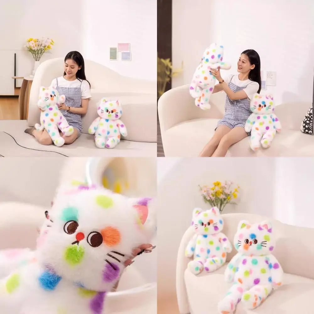 

Kawaii плюшевая игрушка в горошек с котом, милая кукла с наполнителем для детей, подарок на день рождения, мягкая подушка, подушка в форме сердца, спящий приятель для девочек