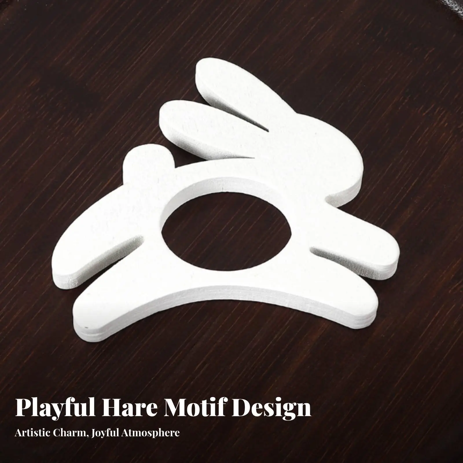 White Wooden Rabbit Napkin Ring Holder Rustic Bunny Napkin Clips for Spring Table Setting Decorative Animal Napkin Rings