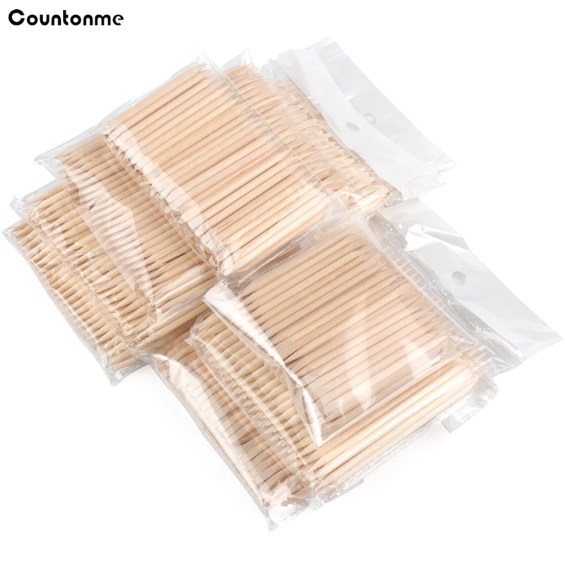 

50/100Pcs Orange Wooden Sticks Cuticle Pusher Dual-end Dead Skin Remover Rhinestone Picker Dotting Manicure Pedicure Care Tools