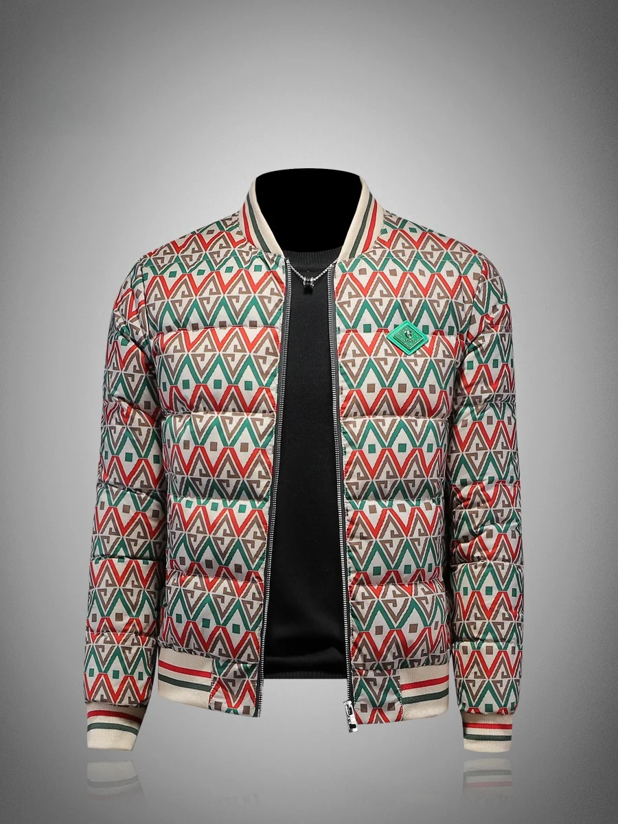 

ZhanChao Brand Winter Jaet Men's Thiened Baseball Sle down Jaet ort Faionable Youth Casual Urban Life Warmth