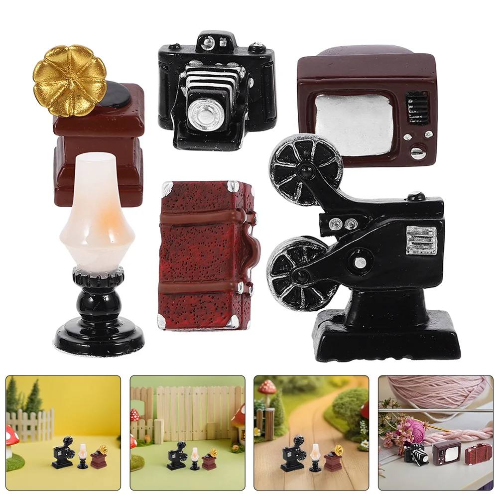 

30pcs Miniature Gramophone Model: Vintage Resin Phonograph Decor For Living Room Study Office Dollhouse Accessories Retro Home