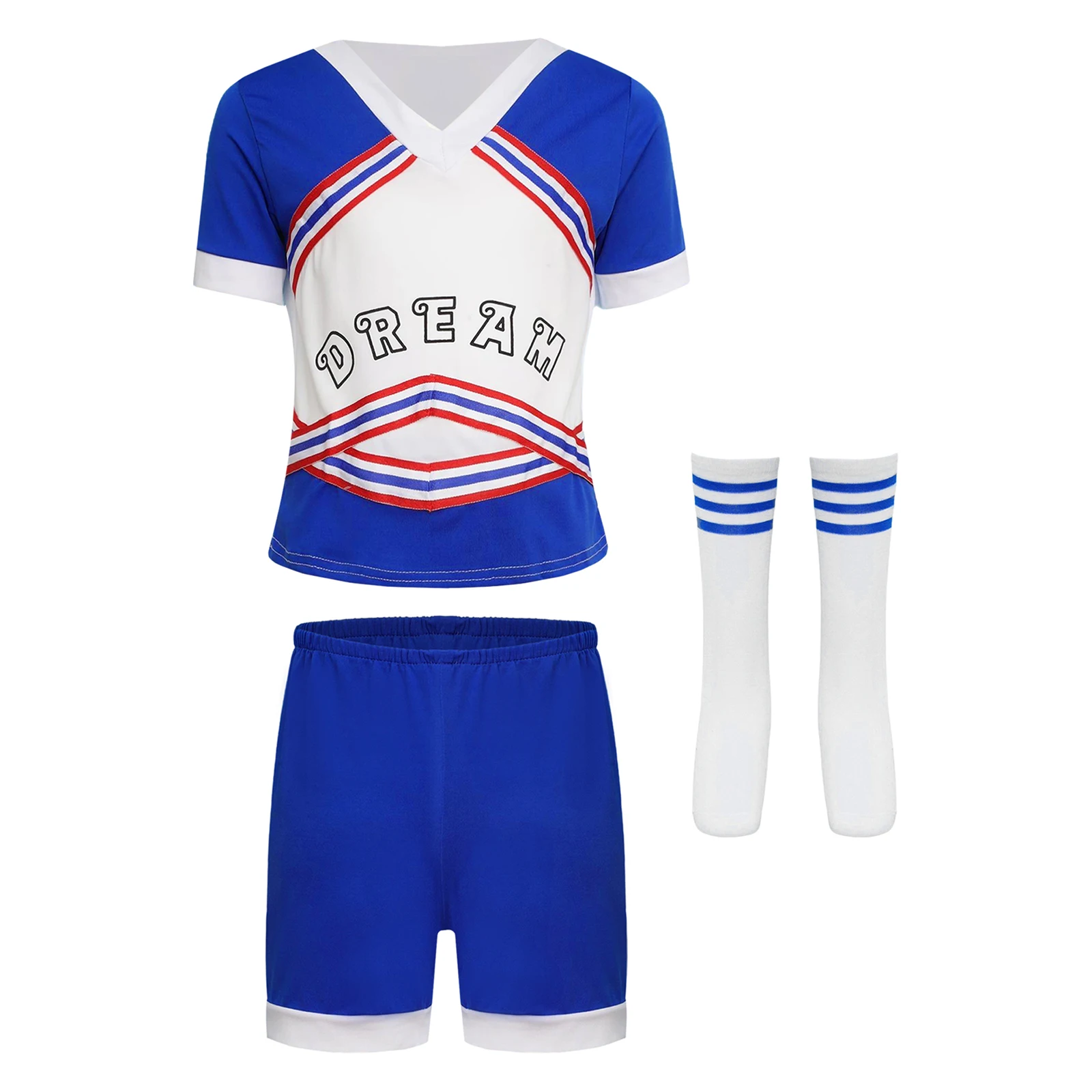 الأولاد المشجع أزياء فريق الهتاف الزي زي التشجيع موحدة تي شيرت + السراويل الجوارب Dancwears مجموعات ل تأثيري #2