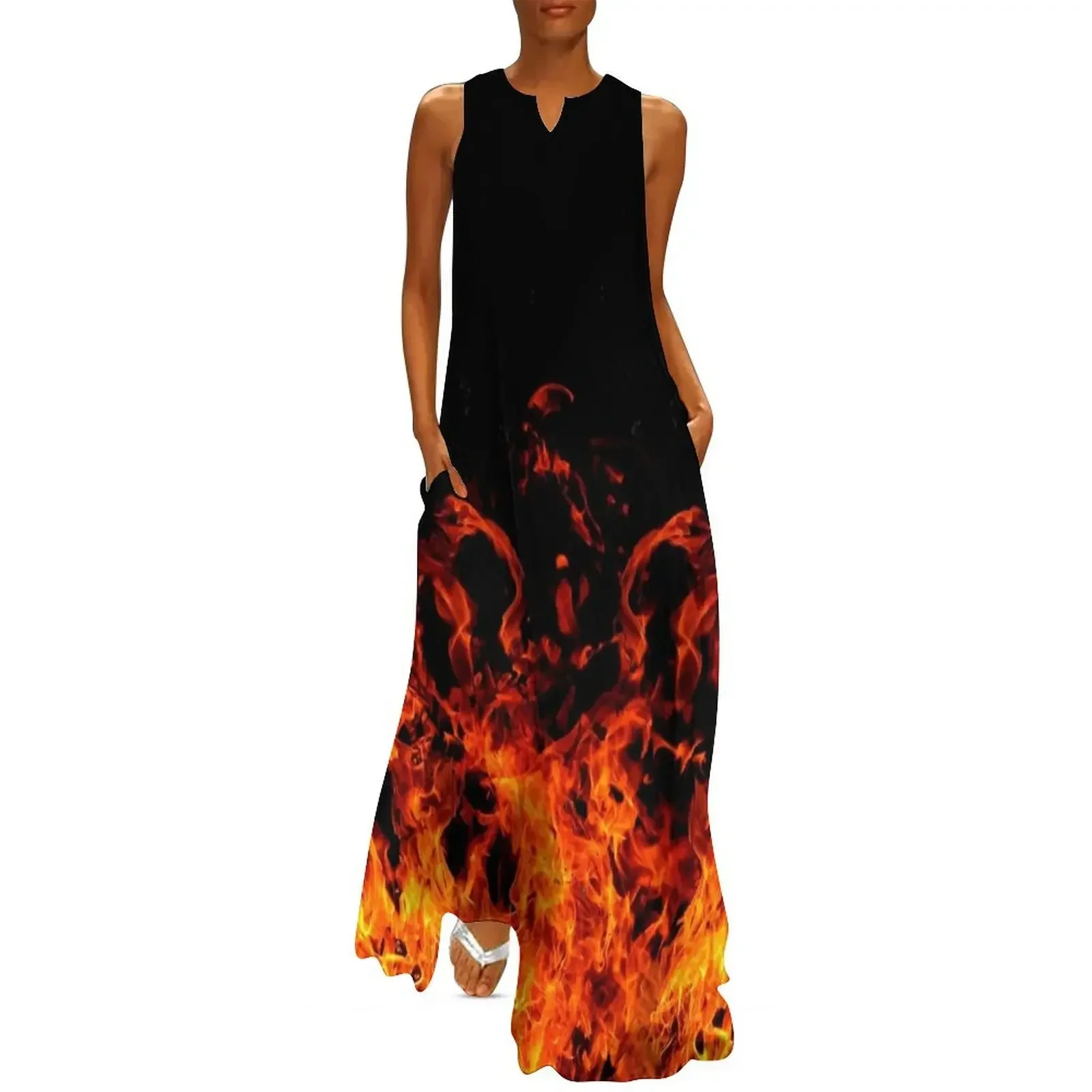 

Flames Of Fury Long Dress dresses with long sleeves clothes for women women party dresses Female dress Dress