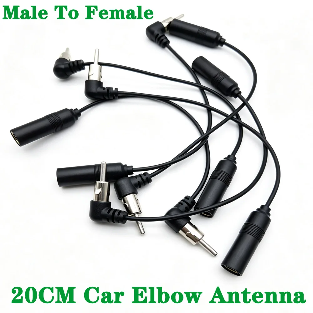 

100pcs Car Radio extension antenna 90 degree Elbow Antenna 20cm Male to Female Plug Cable Audio FM/AM Antenna Adapter Black ﻿