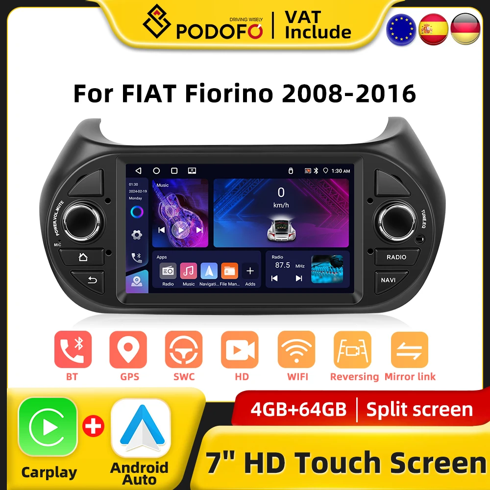 CarPlay autoradio Android per Fiat Fiorino 2008-2016 sistema intelligente ricevitore Stereo GPS 2DIN autoradio lettore multimediale