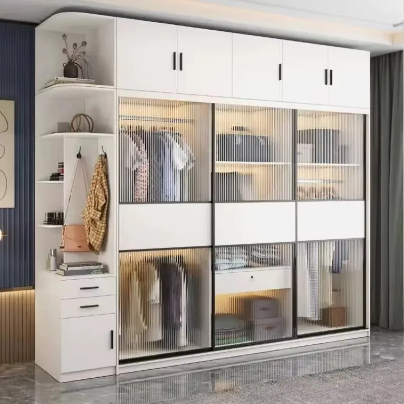 

Large Modern Glass Wardrobes Sliding Doors Luxury Organizer Storage Closet Display Space Saving Armario Tela Furniture Home