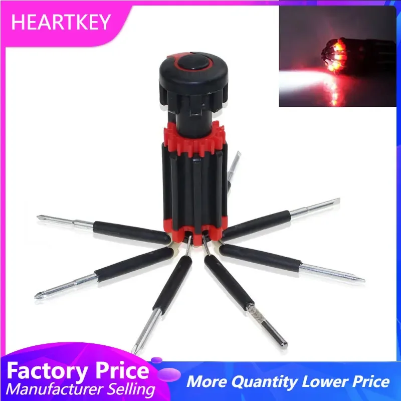 

8 In 1 Multi Portable Screwdriver Bits Precision Folding Screwdriver Bits Multitool Household Repair Tool with LED Light