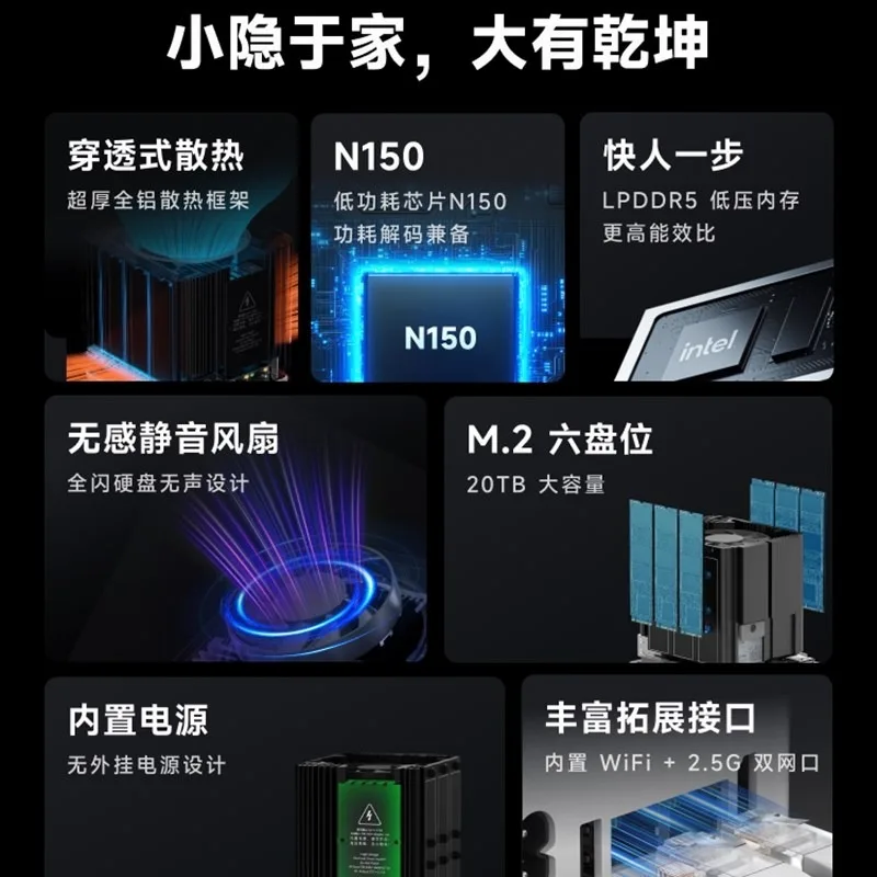 Six-bit all-flash NAS N150 Network Storage Server Home Album Backup