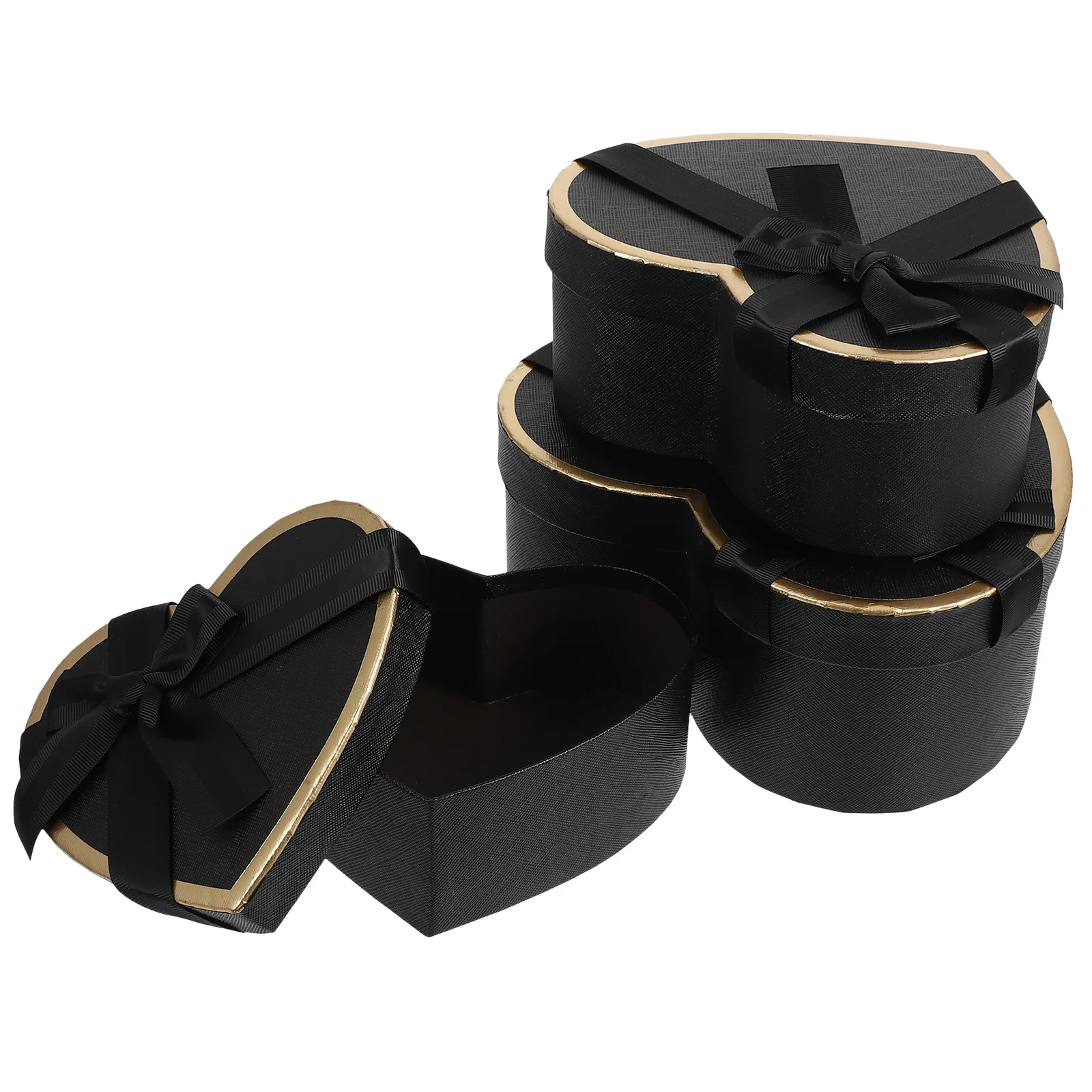 

1Set Gift Box Heart Shape Valentines Nesting Cardboard Box Elegant Birthday Present Packaging Black Heart Shaped Candy Boxes