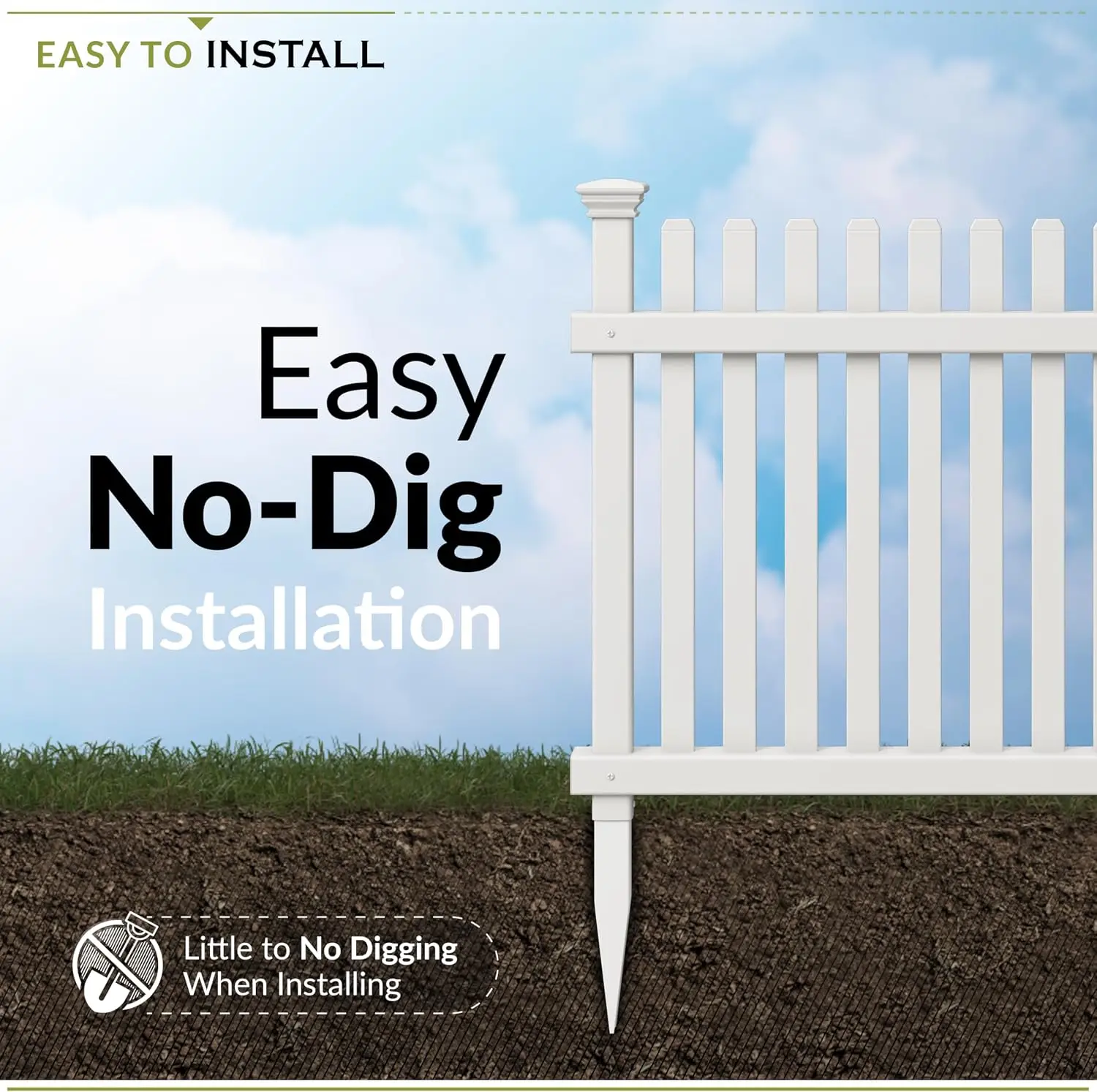 2ftH 2ftW 3 Panels Garden Border Edging White Vinyl No Dig DIY Kit ZP19056