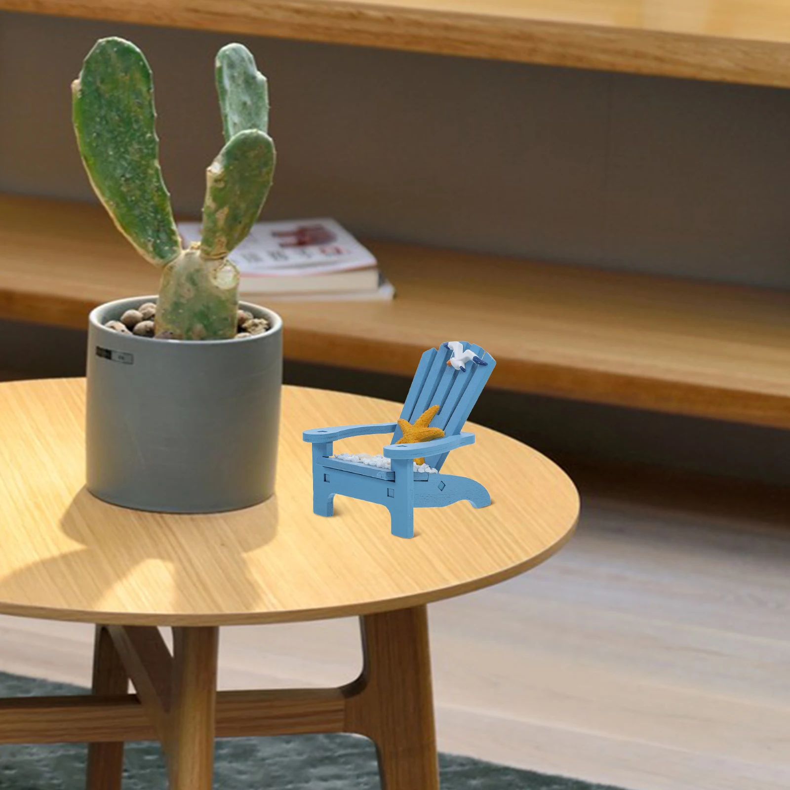 Miniature Beach Micro Landscape Decor Small Wooden Chair For Dollhouse Mini House Ornament Nautical Chair