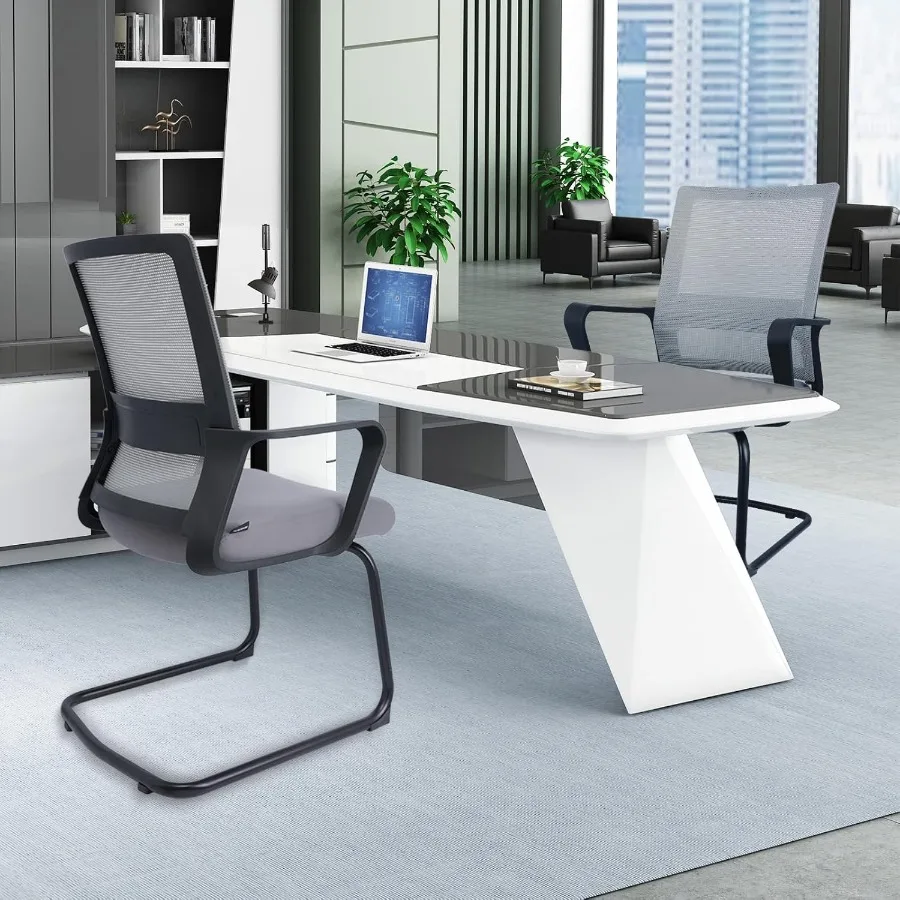 2 حزمة مكتب ضيف كرسي الاستقبال رمادي كراسي المؤتمرات شبكة منتصف الظهر المنزل كرسي داعم للفقرات القطنية اللوبي كرسي الضيوف مكتب الجانب تشاي